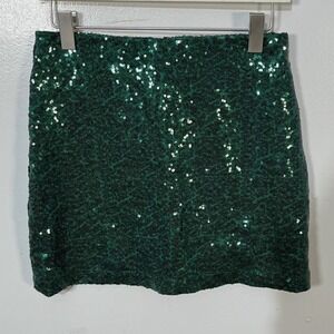 Tipsy Elves Dark Green Sequin Mini Skirt Women's Size Medium